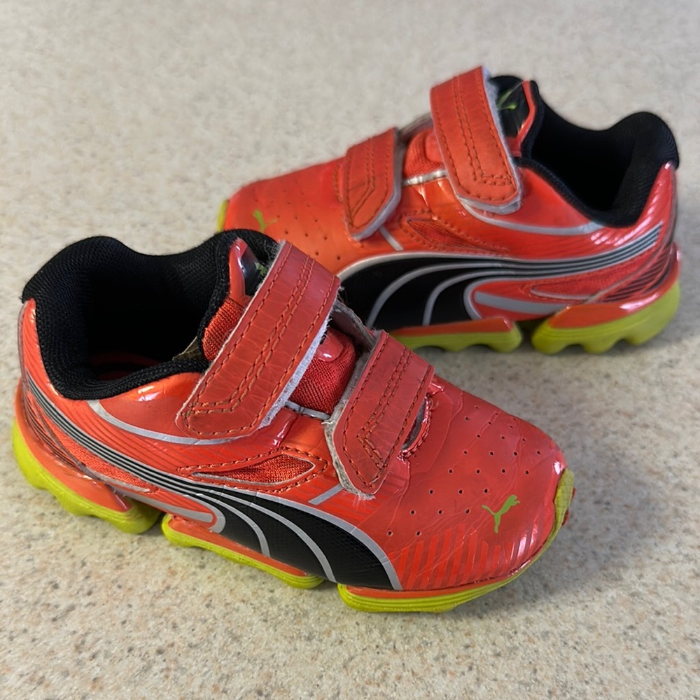 Puma Red and Black Velcro Sneakers for Active Adventures